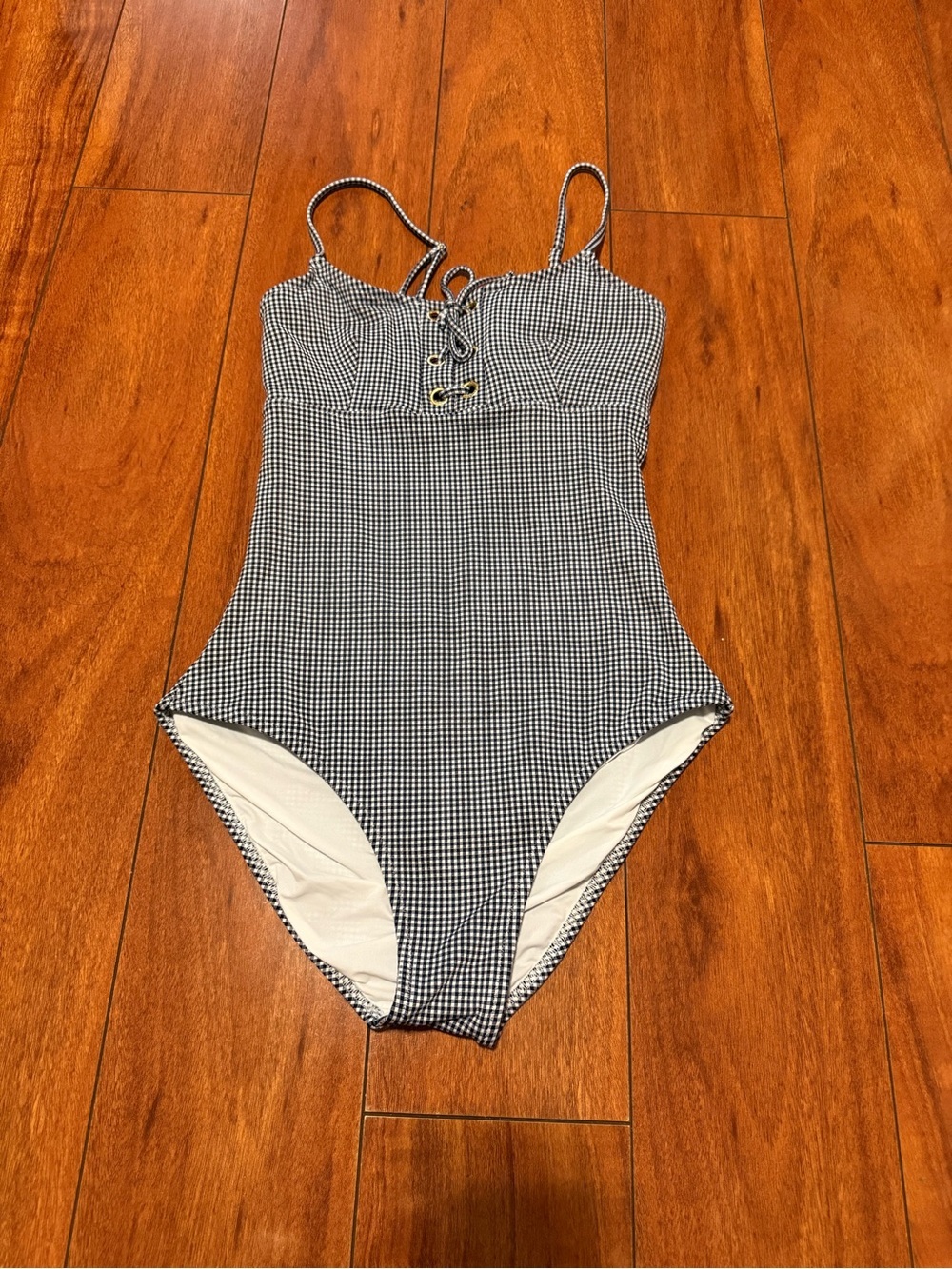 Melissa Odabash Aqua Logo Gingham One-Piece Swimsuit